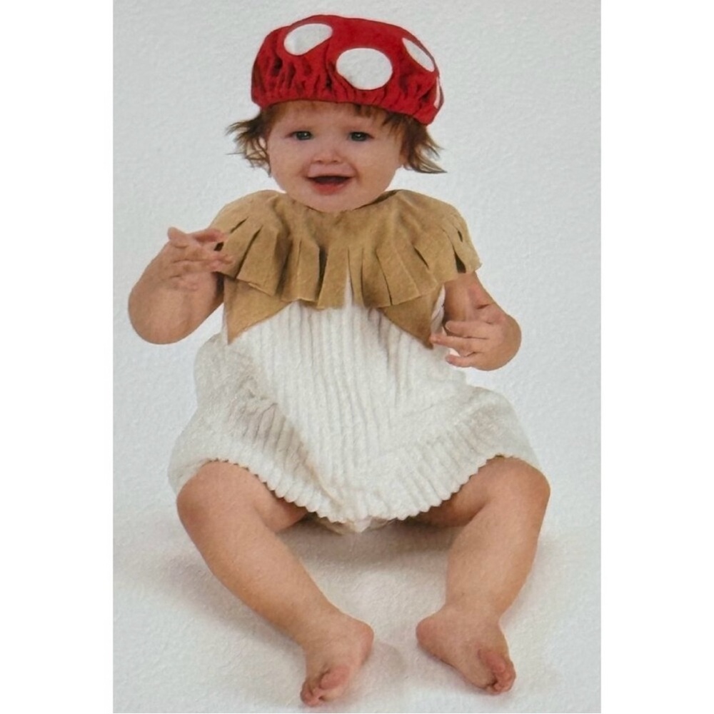 Modern Baby Mushroom Costume Pullover Hat Infant Halloween Photoshoot 18M NWT
